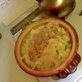 キャベツと葱と豚肉の韮スープ